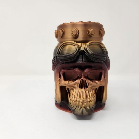 Steampunk Skull Jar With Goggles & Removable Lid Unique Gothic Decor 5.75" (p) - Picture 1 of 6